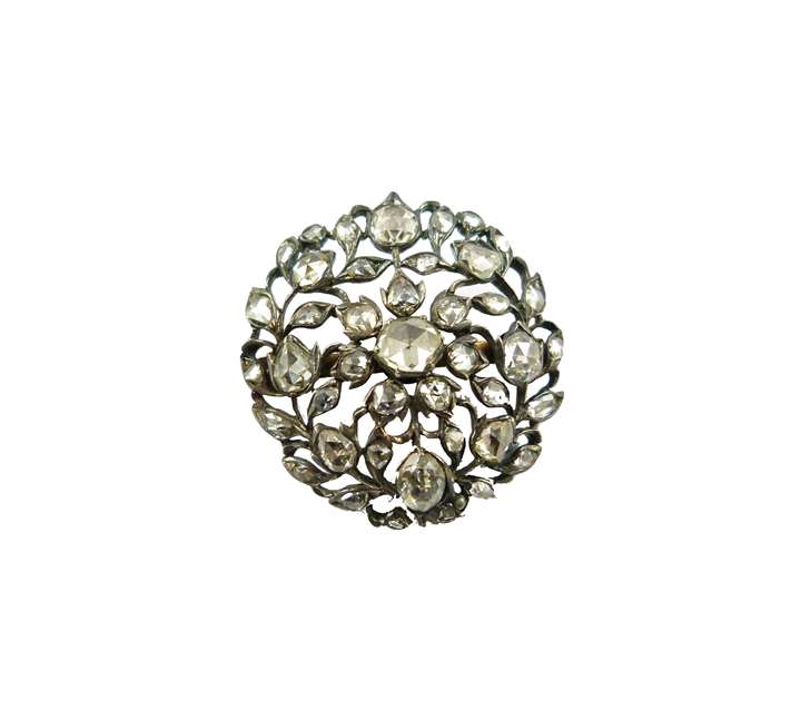 18th century rose diamond circular cluster brooch